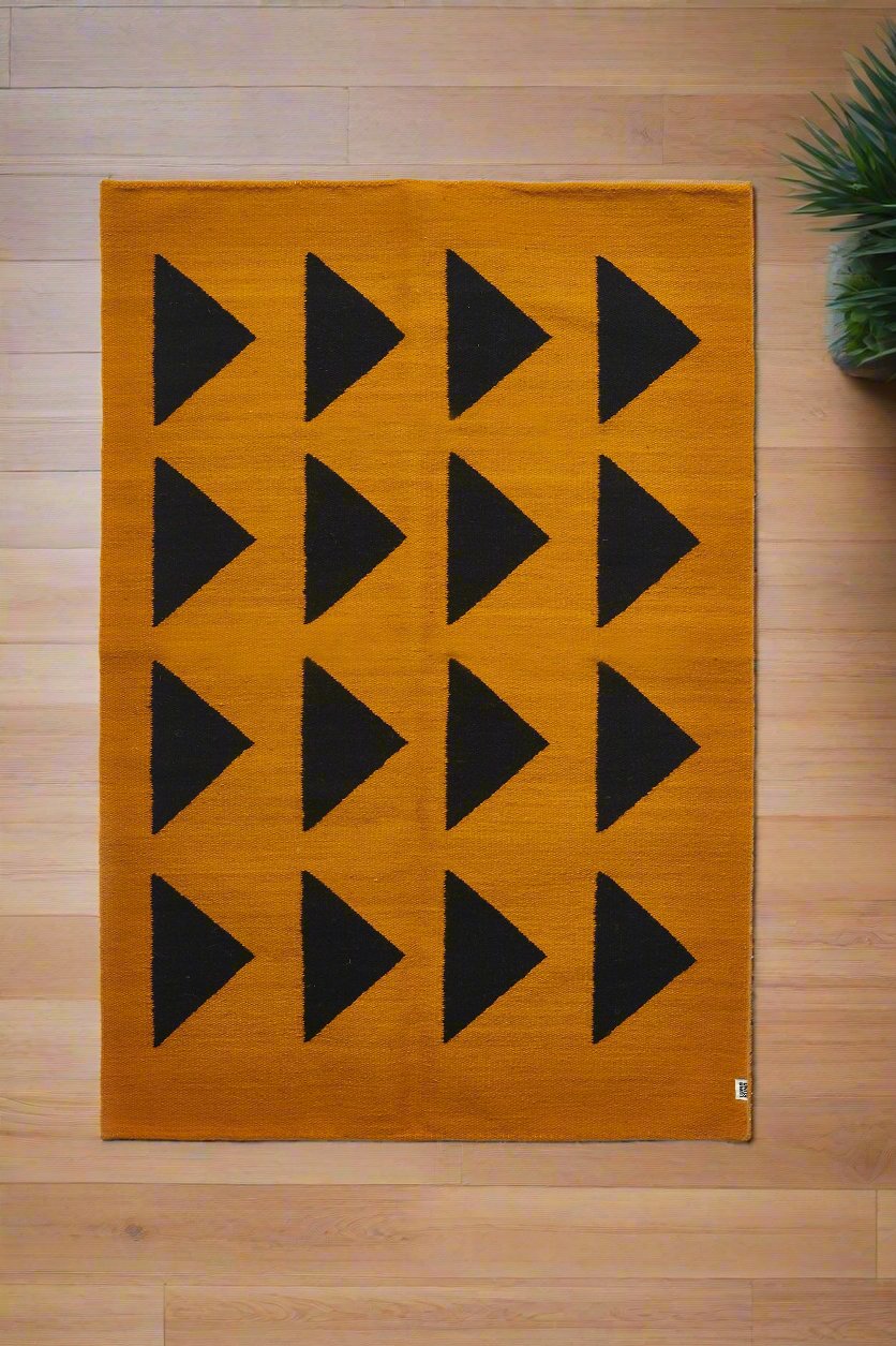 Iconos Mini Rug #2 | Mustard and Black