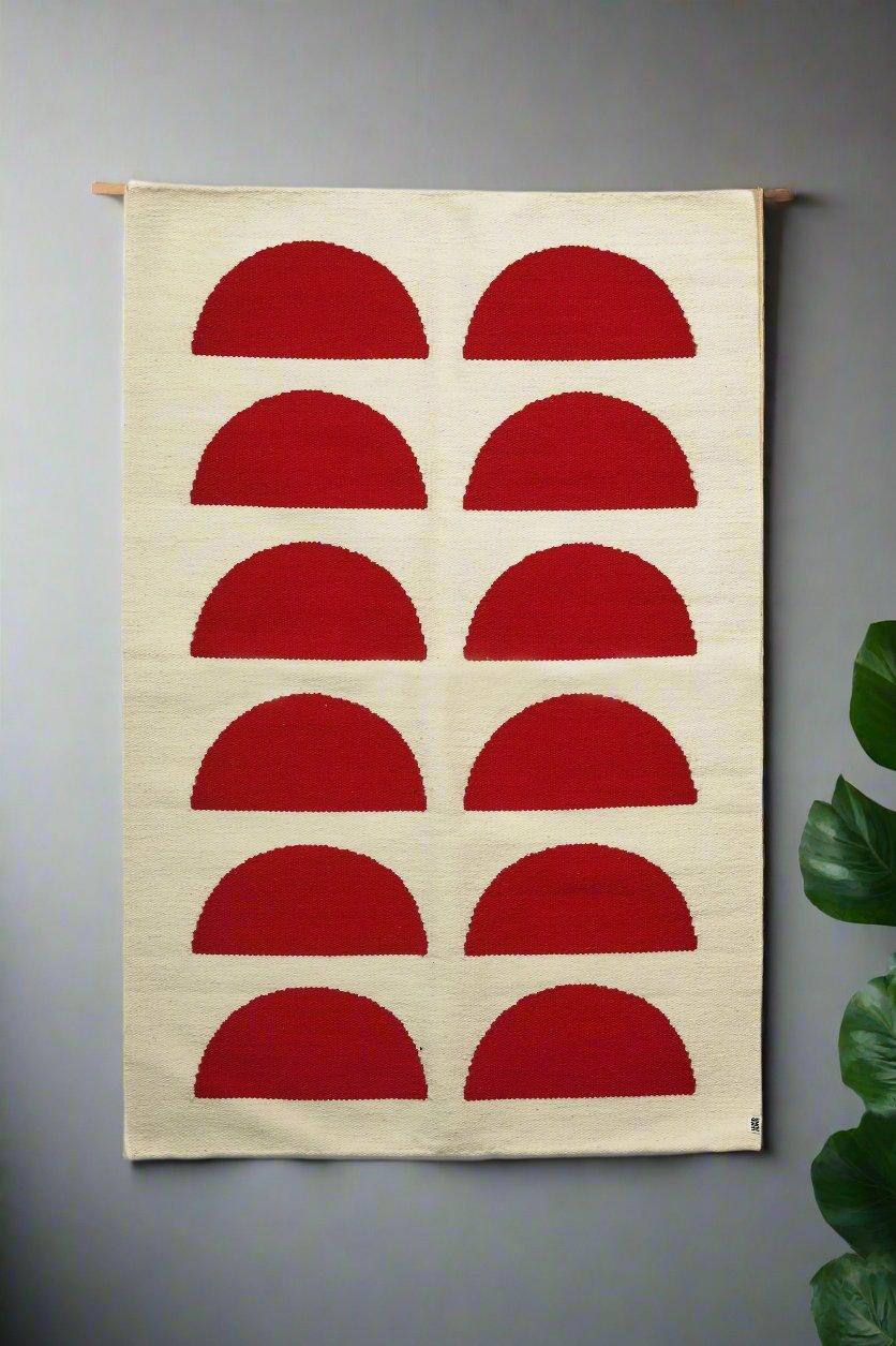 Iconos Mini Rug #3 | Natural and Red